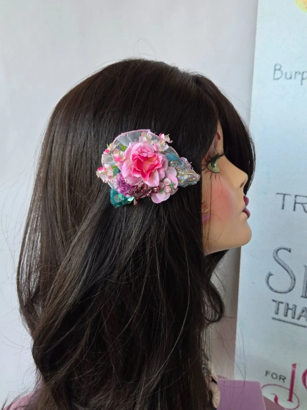 Handmade Vintage-Style Rose Posey Hair Clip Wedding Garden Party